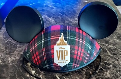 NEW DISNEY VIP TOURS MICKEY MOUSE PLAID EARS RARE HAT. 50TH ANNIVERSARY ...