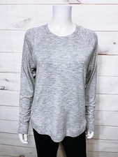 Athleta Womens Sweatshirt Size M Gray Crew Neck Stretch Long Sleeve Top Gym Yoga
