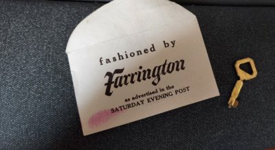 Farrington jewelry box key w Envelope Original from evening post  advertisement