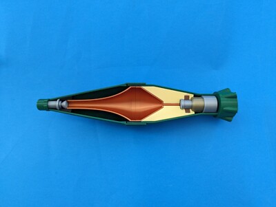RPG-7, Warhead cutaway model showing shaped charge system - 3D printed