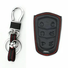 Leather Key Cover Chain Fob Case Protection For Cadillac Escalade 2015-2018
