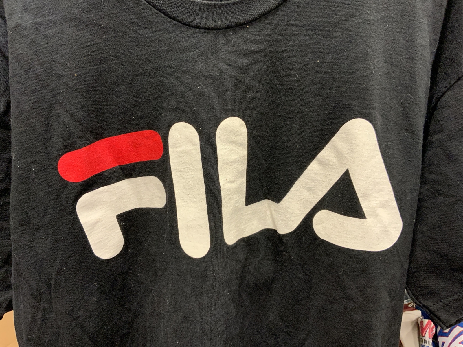 Camicia da uomo vintage Fila grande logo anni '90 vintage blu navy taglia large made in USA