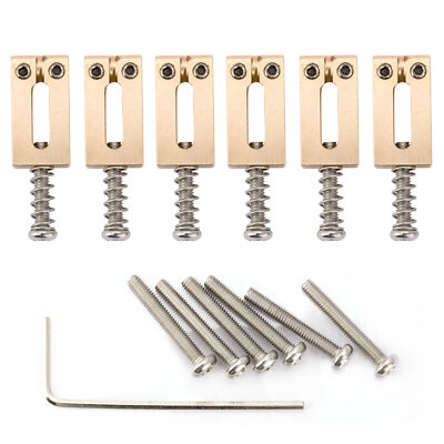 Musiclily Ultra 6Pcs 10.5mm Modern Brass Saddle Set For Strat Tele Guitar Bridge