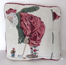 Santa Claus Playing Golf 12 x 12-inch Decorative Throw Pillow