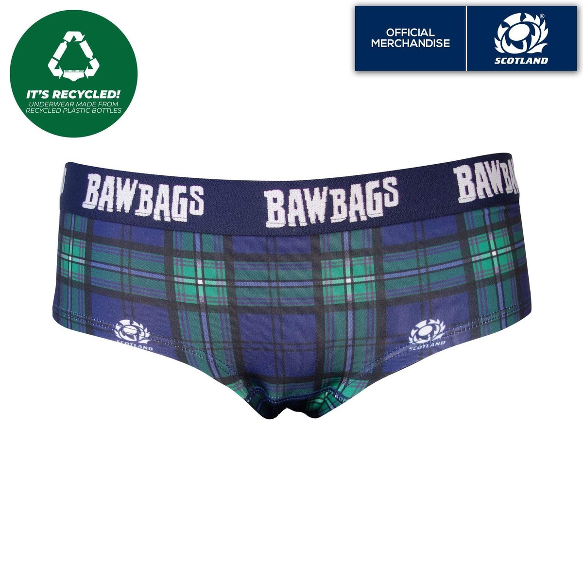 Bawbags Women's Cool De Sacs Scotland Rugby Tartan Technical Underwear