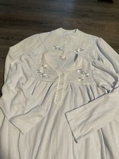 NWOT Miss Elaine Soft Cuddle Knit Nightgown Robe Set Light Blue Size M Modest