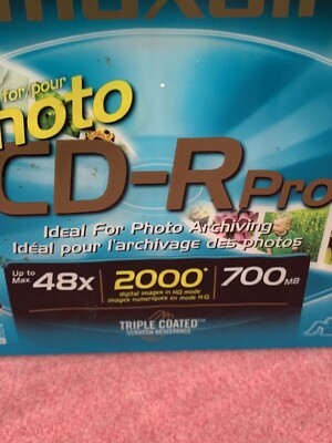 MAXELL 10 Pack Photo CD-R Pro Compact Disc 48x 2000 Digital Images 700MB SEALED