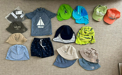 16 Next H&M 4-6 9-12 Monate 1-2 Jahre Sommerpaket sonnensicher Badeanzug Hut Shorts