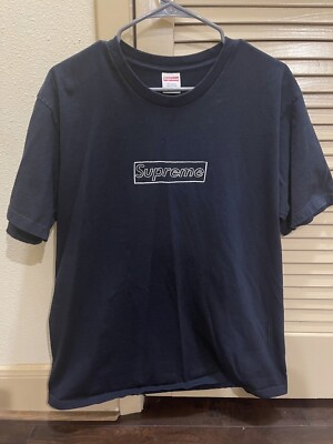 Supreme KAWS Chalk Box Logo Shirt Navy Size L Tee | eBay