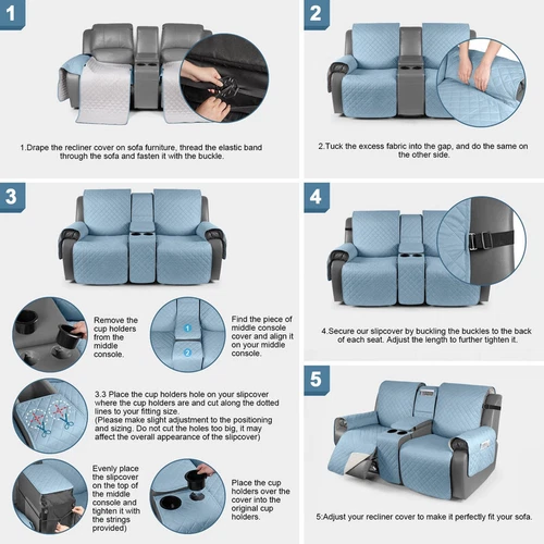 Modernes 2-Sitzer Liegesofa Schonbezug Wasserdicht Stuhlbezug Uni - Bild 72 von 73