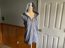 Womens ACTIVE LIFE Gray Sleeveless Hoodie Fitness Sweater Vest L open back