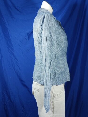 Eileen Fisher Chambray Jacke Blazer Eisenbahn gestreift 100% Leinen Damen Small - Bild 3 von 7