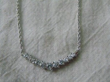 vintage sparkling QVC Diamonique silver plated crescent curve delicate necklace