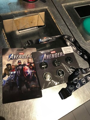 Marvel Avengers Pin Set + Lanyard 2020 Promotional Crystal Dynamics Set 6  Pins