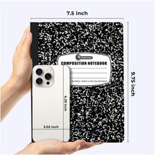 Durable 12 Pack College Ruled Notebooks, Black Marble Cover