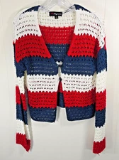 33 Degrees Sweater Womens Extra Small Crochet Sheer Soft Girl Romantic Oversized