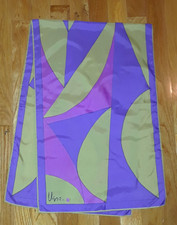 Vintage Vera Purple Magenta Chartreuse Green Geometric Oblong Scarf 42"