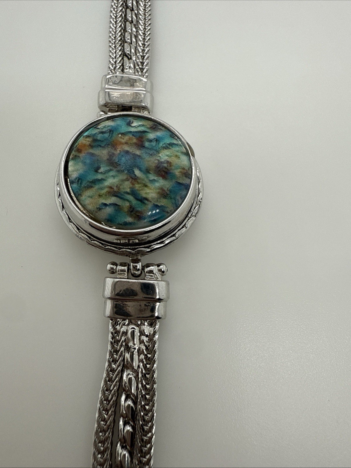 Silver Time Braclet Toggle Clasp With Handcrafted… - image 1