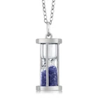 925 Sterling Silver Diffused Sapphire Dust Hourglass Pendant Necklace 0.75 Cttw