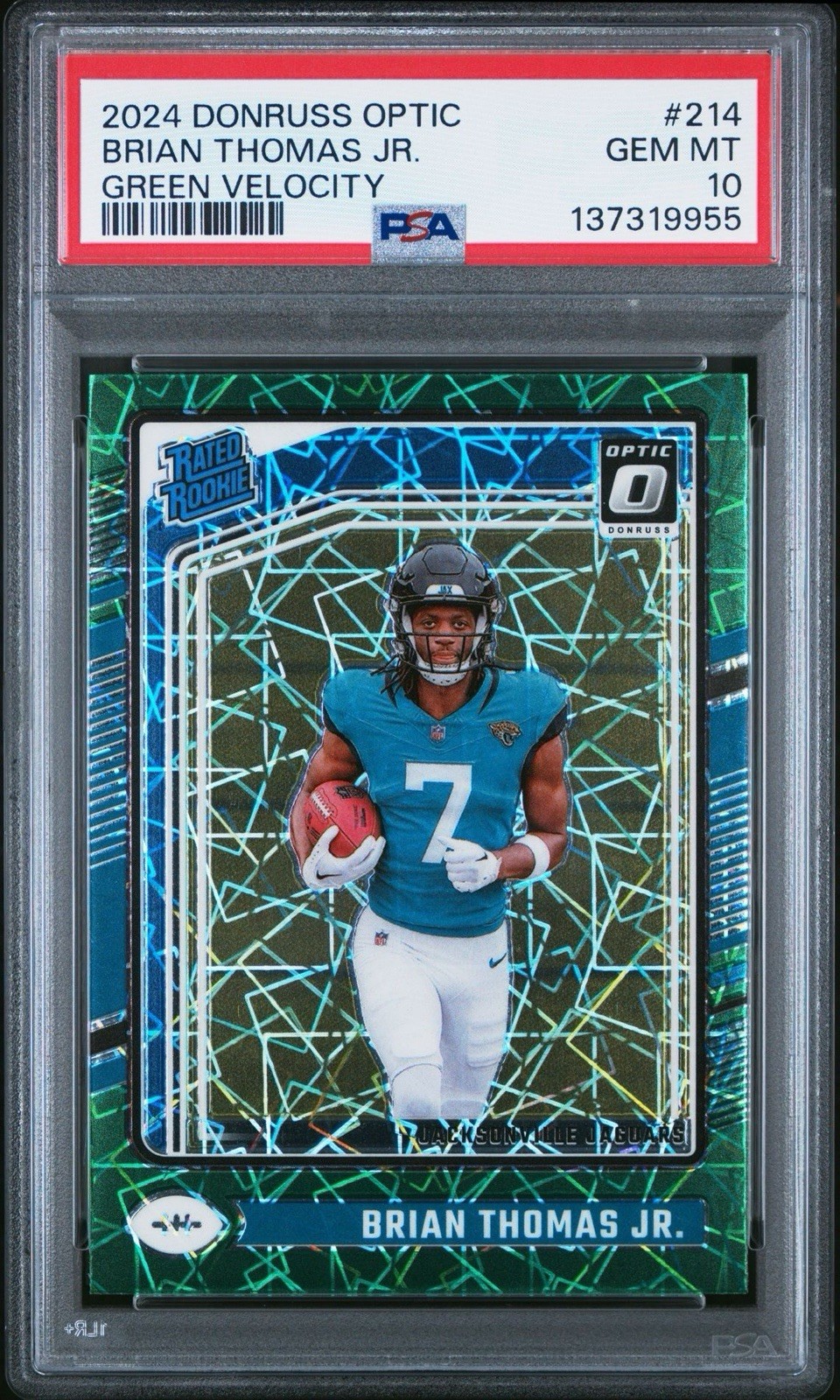2024 Donruss Optic Rated Rookie Green Velocity #214 BRIAN THOMAS JR. PSA 10