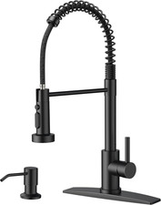 Black Kitchen Faucet with Soap Dispenser, Stainless Steel Kitchen Sink Faucet wi