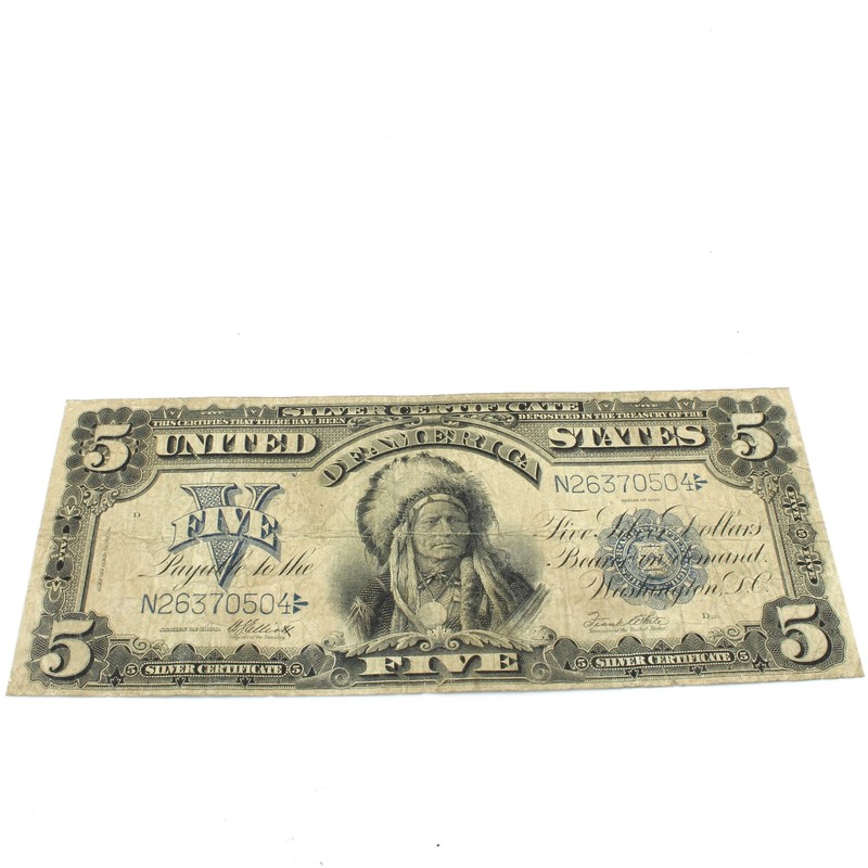 1899 Series $5 Silver Certificate Indian Chief Currency No Reserve #C923-5