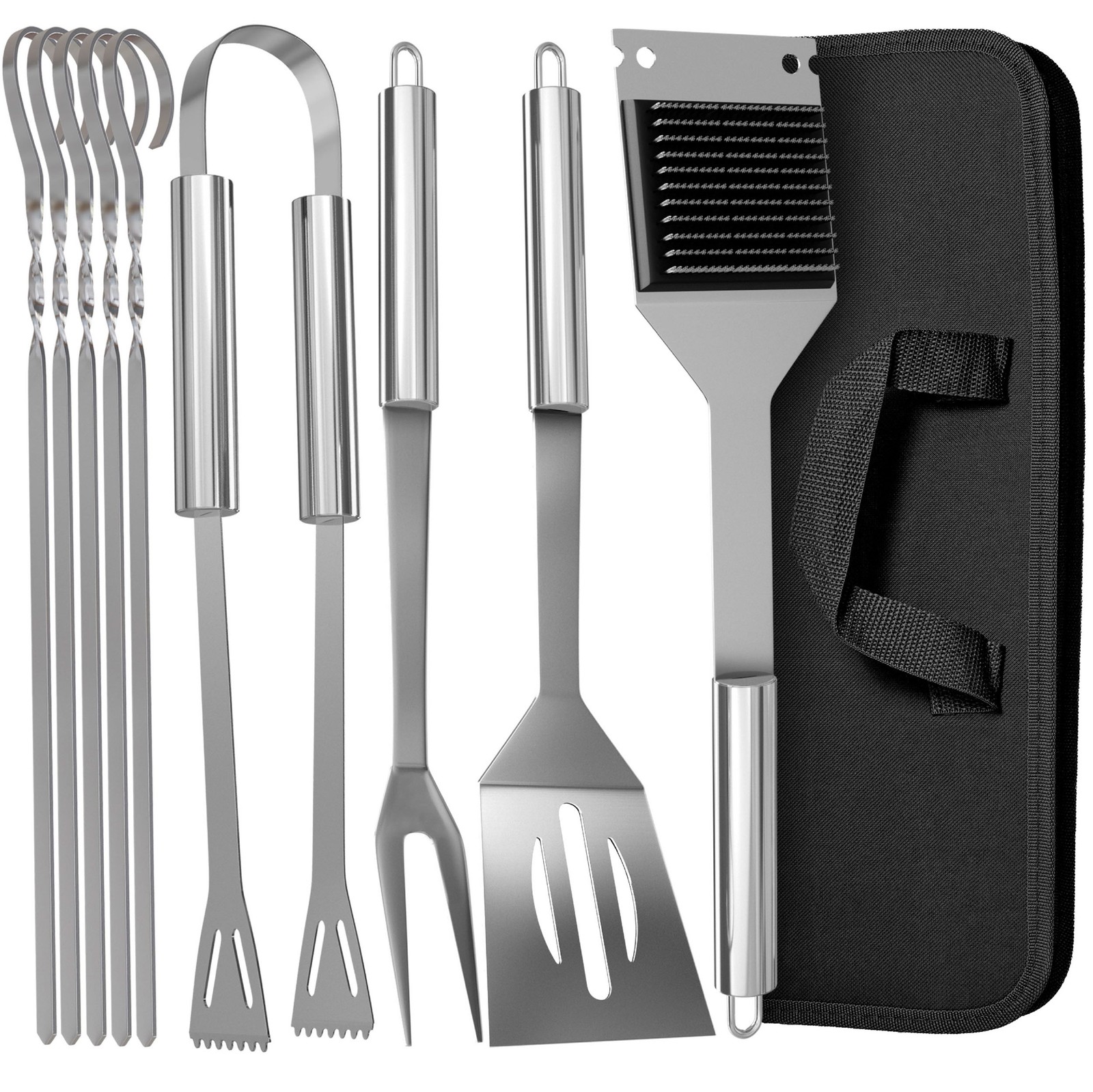 Bremermann Grill-Besteck 3er Set, Grillzubehör, inkl. Tasche, aus Edelstahl