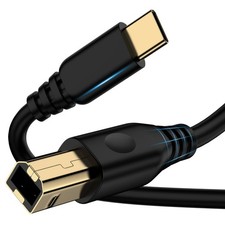 USB B to C Printer Cable 10FT, Type B C Cord 10 Feet, Black