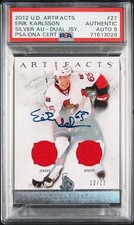 2012-13 Upper Deck Artifacts ERIK KARLSSON Silver Auto Dual Jersey 12/12 PSA 9
