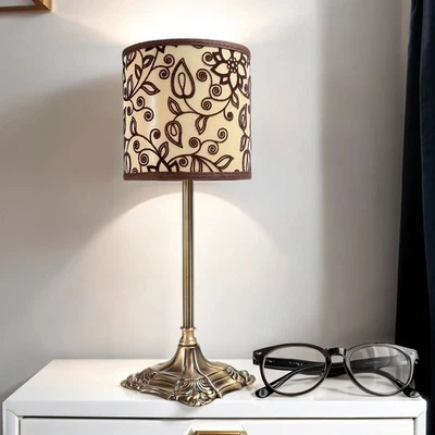 Compacto Tischleuchte en Estilo Moderno Con Tela Latón Pie Lámpara de Noche - Imagen 1 de 2