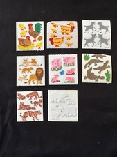 RARE Sandylion FUZZY Animal Family Stickers CHICKEN Ducks GOATS Polar Bear Lot 2
