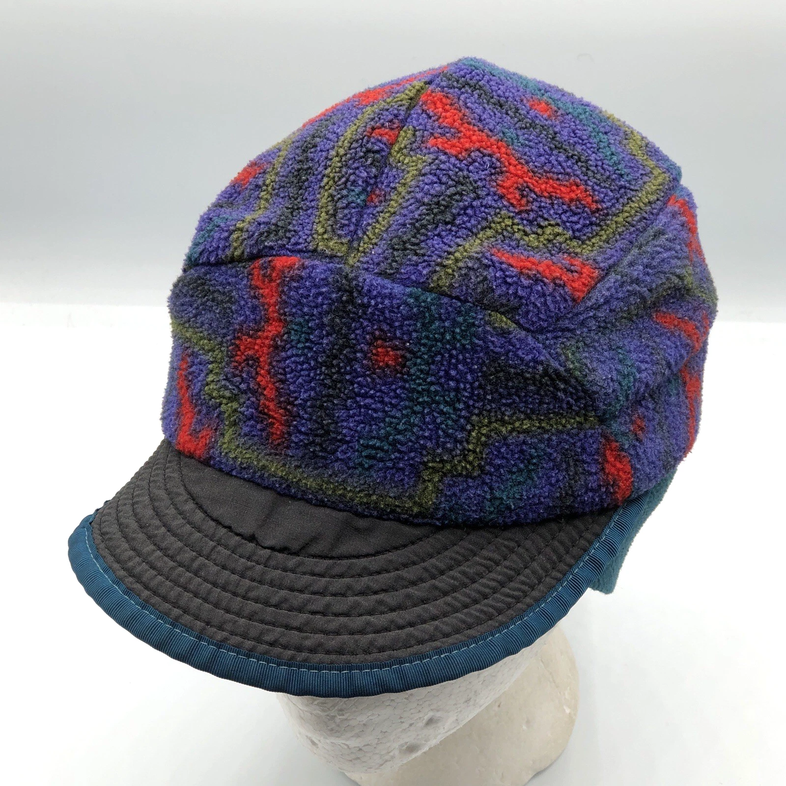 Vintage 90s Patagonia Turtle Synchilla Duckbill Ear Flap Fleece Cap Medium USA