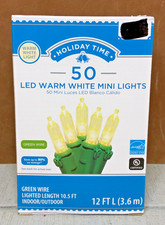 HOLIDAY TIME 50 Count Indoor-Outdoor LED Warm White Mini Lights 12 Feet  NIB