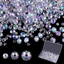 Crystal Glass Beads for Jewelry Making, 500 Pcs Assorted Small, AB