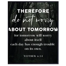 Matthew 6:31 Bible Verse Wall Art - Inspirational Scripture Poster Print -