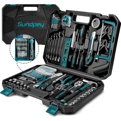 257-Piece Filled Tool Box - Universal Hand Tool Set with Ratchet and Socket W...