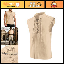 Men's Pirate Vest Renaissance Top - Medieval Sleeveless Shirt Costume Outfit
