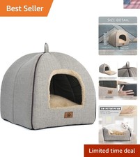 Luxury Triangular Cat Bed - Washable Cave Tent with Soft Fur Cushion for Comfort