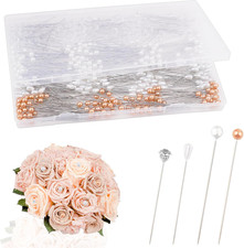 500Pcs 4 Styles Bouquet Pins Flower Pin Pearl Head Pins Crystal Corsage Pins for
