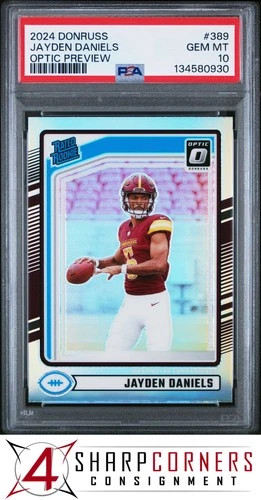 2024 DONRUSS OPTIC PREVIEW PRIZM #389 JAYDEN DANIELS RC RATED ROOKIE PSA 10