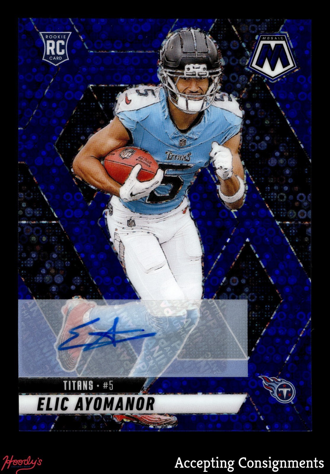 2025 Panini Mosaic Rookie Autograph No Huddle Blue #333 Elic Ayomanor RC AUTO