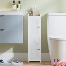 Narrow Bathroom Storage Cabinet Adjustable Shelves Anti-Tip Kit Easy Assembly US