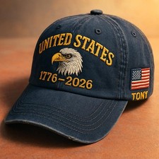 United States 1776  2026 Eagle Gold Embroidered Patriotic Cap