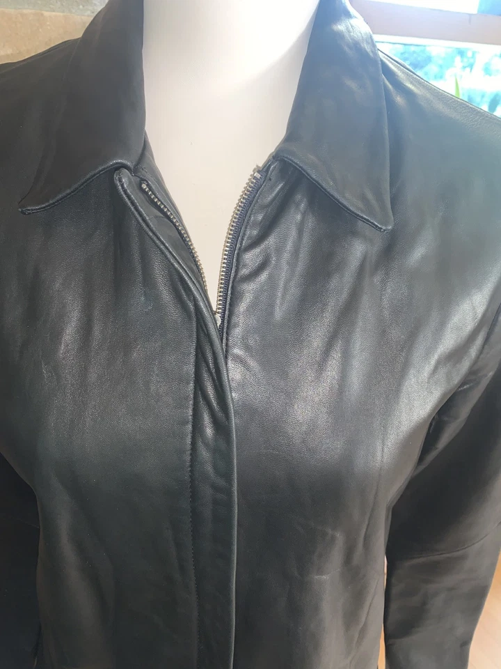 Banana Republic Mujer Cuero Suave Negro Talla Mediana Foto 4 de 4