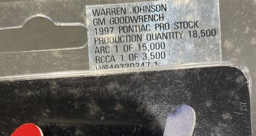 WARREN JOHNSON 1997 GM GOODWRENCH PLUS 1/64 ACTION NHRA PRO STOCK CAR 1/15,000 - Picture 2 of 3
