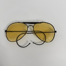 Ray Ban Vintage Sunglasses Aviator Large Metal Outdoorsman Ambermatic Black