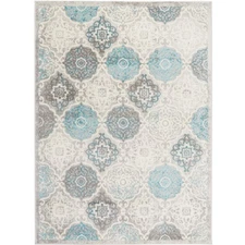 HOME DYNAMIX Boho Andorra Transitional Damask Area Rug, Grey/Blue, 3'3"x5'2"