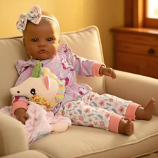 Baby Doll Black Girl, 18 inch Lifelike Soft Body Baby Doll African American C...