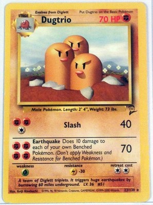 1x Dugtrio - 23/130 - Rare - Unlimited Edition Heavily Played Pokemon G1 - Base 