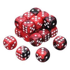 20Pcs 6 Sided Colored Standard Dice, Acrylic D6 Mini Game Dice, Black/Red, White
